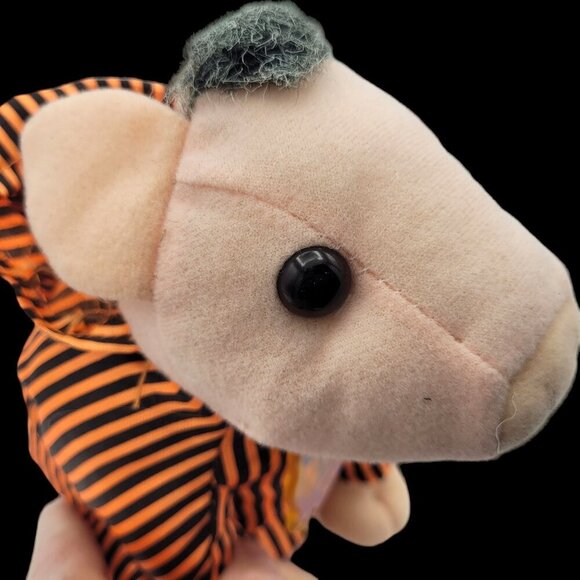 Toy Factory Pig BABE 8" Orange Black Halloween Neck-Tag Stuffed Universal 1995 - Picture 6 of 10